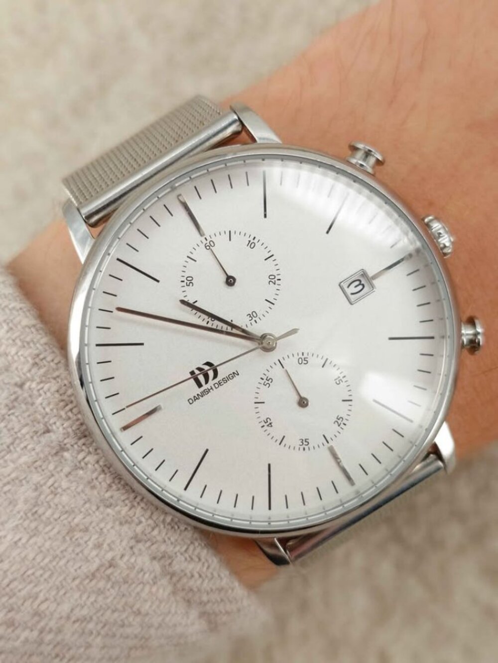Danish Design Koltur Mens Quartz Chrono Watch IQ62Q975 Steel 42mm New Battery